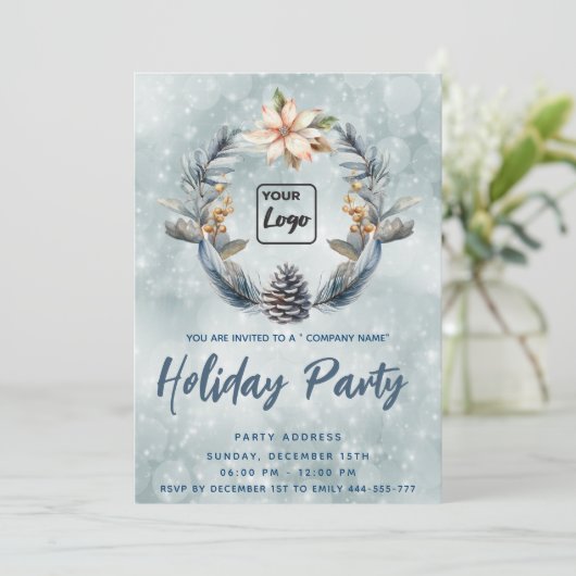 Logo Boho Pijnboomkegel krans vakantiefeest bedrij Kaart (Staand voorkant)