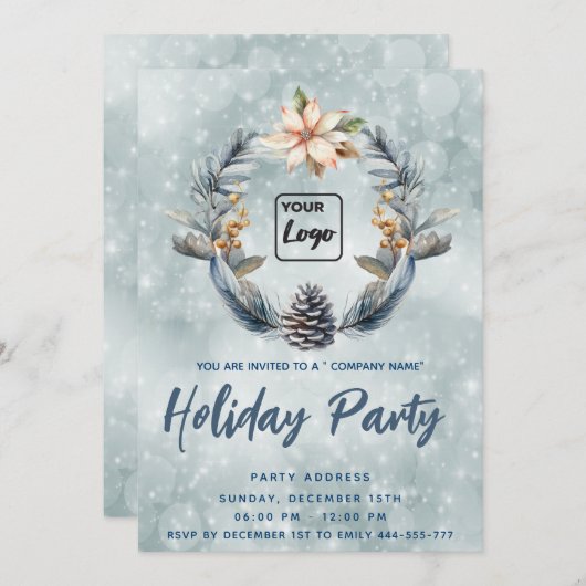 Logo Boho Pijnboomkegel krans vakantiefeest bedrij Kaart (Voorkant / Achterkant)