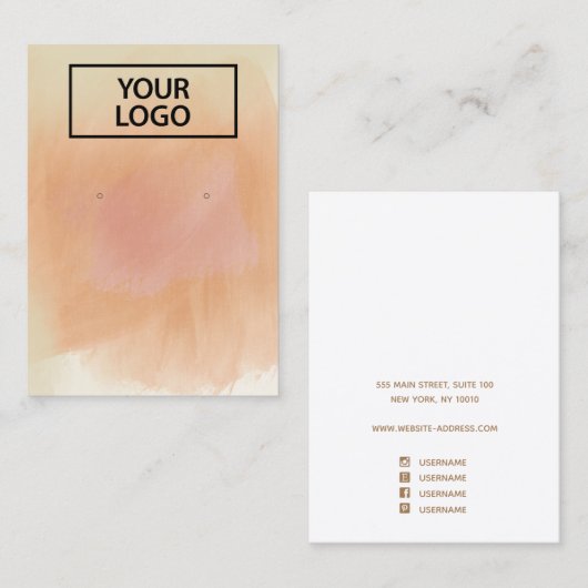 Logo Boho Terracotta Waterverf Earring Display Visitekaartje (Voorkant / Achterkant)