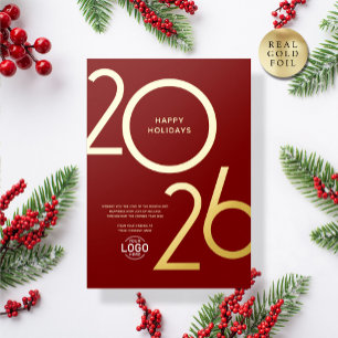 Logo Bordeaux Moderne Zakelijke Kerstkaart Goud Folie Uitnodiging