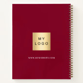 Logo bordeauxrood gouden monogram bedrijf notitieboek (Achterkant)