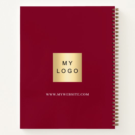 Logo bordeauxrood gouden monogram bedrijf notitieboek (Achterkant)