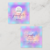 Logo Boutique Shop Glitter Drift Holograaf Roze Vierkante Visitekaartje (Voorkant / Achterkant)