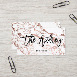 Logo boutique typografie roos goud witte marmer visitekaartje