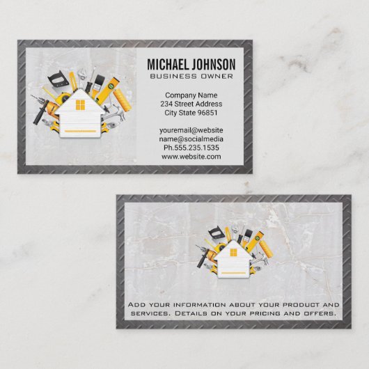 Logo Bouwgereedschap | Beton en staal Visitekaartje (Voorkant / Achterkant)