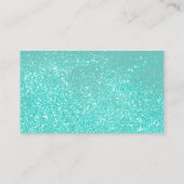 Logo brandend blauwgroen glitter confetti bruiloft visitekaartje (Achterkant)