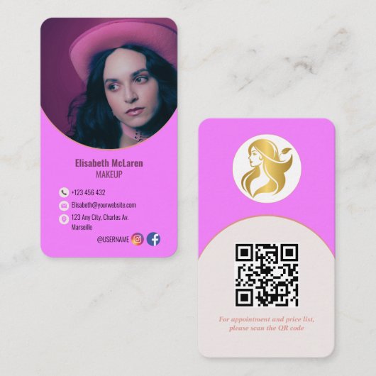 Logo Branding Moderne Make-up Artist Visitekaartje (Voorkant / Achterkant)