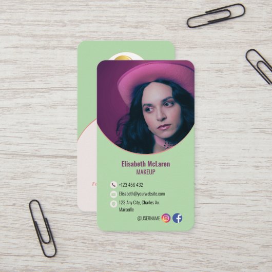 Logo Branding Moderne Make-up Artist Visitekaartje (Voorkant / Achterkant in situ)