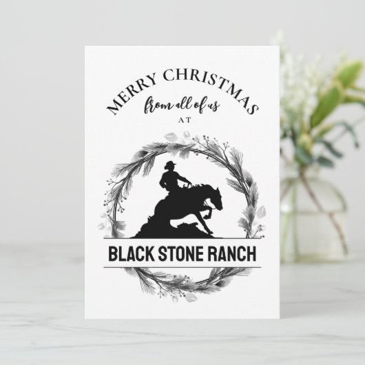 Logo branding paardenranch Kerst bedrijf Feestdagenkaart (Staand voorkant)