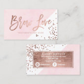 Logo brews roos gouden typografie blauw waterverf visitekaartje (Voorkant / Achterkant)