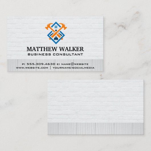 Logo | Brick Wall | Hout Visitekaartje (Voorkant / Achterkant)