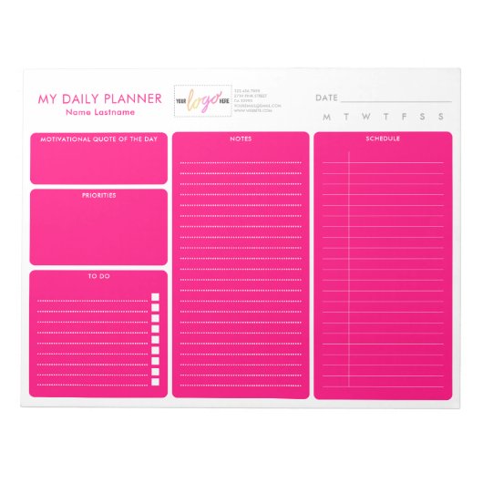 Logo Bright Roze meisje niet-gedateerd dagblad Notitieblok (Voorkant)