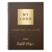 Logo bruin kunstleer notitieboek (Voorkant)