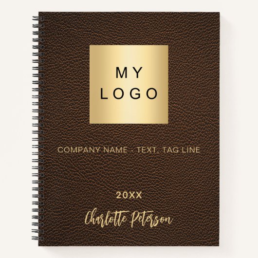 Logo bruin kunstleer notitieboek (Voorkant)