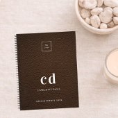 Logo bruin leer monogram initiaal bedrijf notitieboek