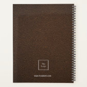 Logo bruin leer monogram initiaal bedrijf planner (Achterkant)