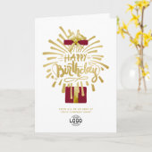 Logo Burgundy Gift Gold Fireworks Group Birthday Kaart (Gele Bloem)