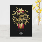 Logo Burgundy Gold Fireworks Black Group Birthday Kaart (Gele Bloem)