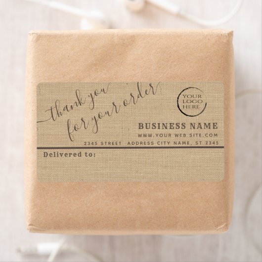 Logo burlap bedankt je zakelijk mailinglabel etiket (Insitu)