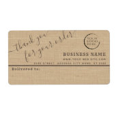 Logo burlap bedankt je zakelijk mailinglabel etiket (Voorkant)
