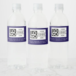 Logo Business Corporate Company Minimalist Blue Waterfles Etiket