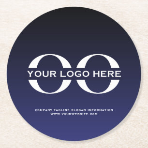 Logo Business Corporate Company Navy Blue Ronde Kartonnen Onderzetter