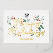 Logo Business Gold Lettering Prettige feestdagen W Folie Uitnodiging (Voorkant)