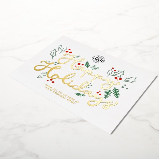 Logo Business Gold Lettering Prettige feestdagen W Folie Uitnodiging (Gedraaid)