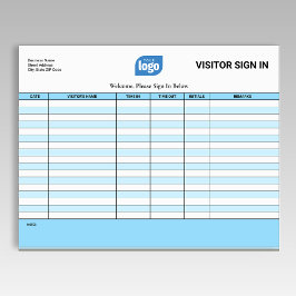 Logo Business Guest Visitor Sign In Sheet Notepad Notitieblok