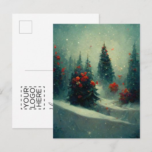 Logo Business Kerstbomen Landscape Briefkaart (Voorkant / Achterkant)