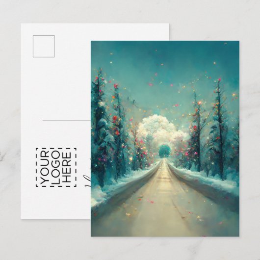 Logo Business Kerstlampjes Road Briefkaart (Voorkant / Achterkant)