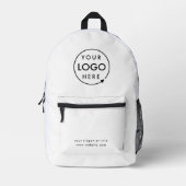 Logo Business | Minimalistisch Eenvoudig Wit Bedrukte Rugzak (Voorkant)