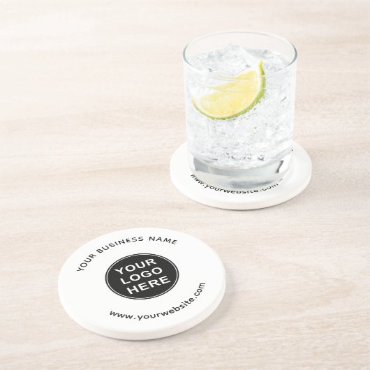 Logo | Business Name | Website | Branding Zandsteen Onderzetter (Zijkant)