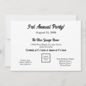 Logo Business Party Invitation Zwart-wit Kaart (Achterkant)