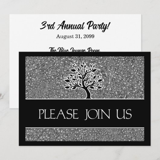 Logo Business Party Invitation Zwart-wit Kaart (Voorkant / Achterkant)