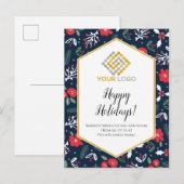 Logo Business Postcard met kerstmand Flowers Briefkaart (Voorkant / Achterkant)