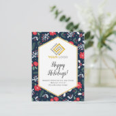Logo Business Postcard met kerstmand Flowers Briefkaart (Staand voorkant)