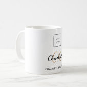 Logo business white gold monogram initiaal script koffiemok (Voorkant links)