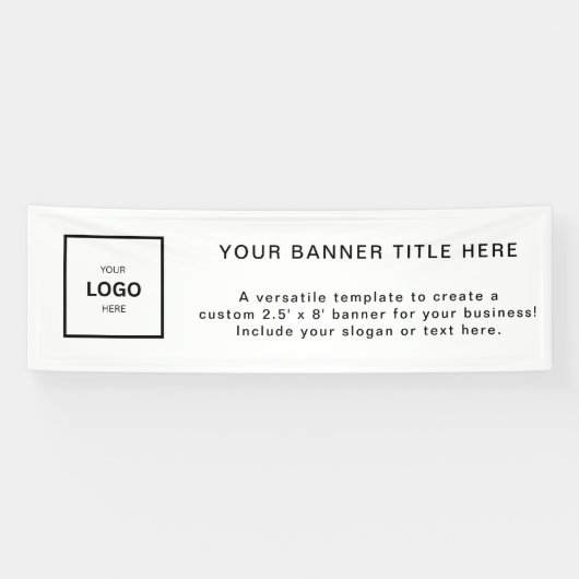 Logo Business | White Simple Minimalist Modern 8' Spandoek (Horizontaal)