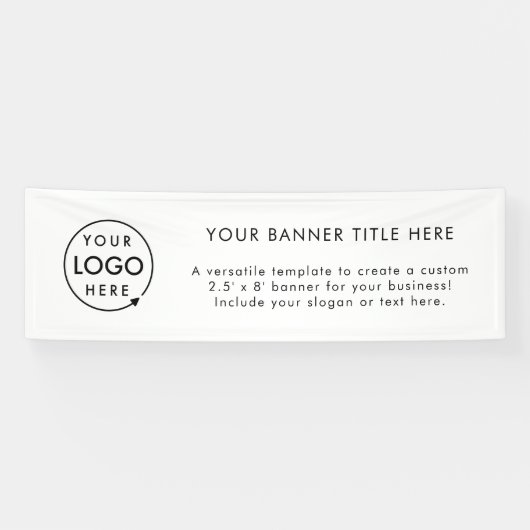 Logo Business | White Simple Minimalist Modern 8' Spandoek (Horizontaal)