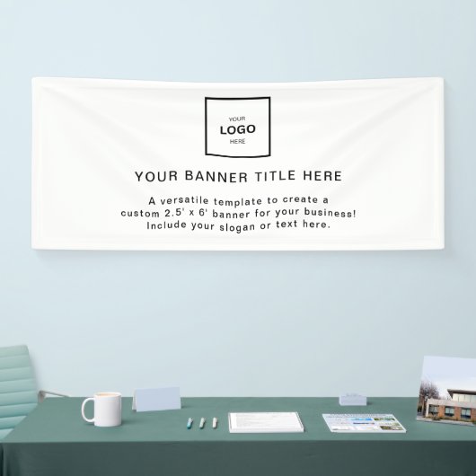 Logo Business | Witte Eenvoudige Minimalistische M Spandoek (Beurs)