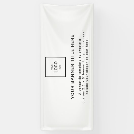 Logo Business | Witte Eenvoudige Minimalistische M Spandoek (Verticaal)