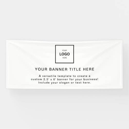 Logo Business | Witte Eenvoudige Minimalistische M Spandoek (Horizontaal)