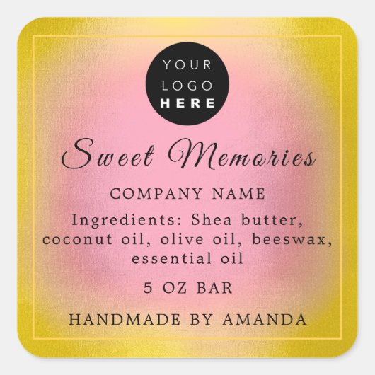 Logo Butter Cosmetic Soap Product Label Geel (Voorkant)