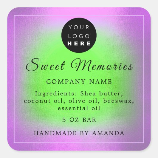 Logo Butter Cosmetic Soap Product Label Violet (Voorkant)