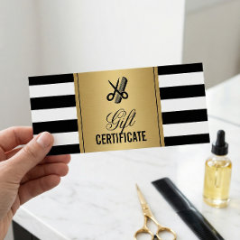 Logo cadeaubon kapperszaak goud Z&W strepen