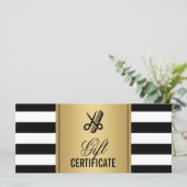 Logo cadeaubon voor kapperszaak Goud Z&W strepen (Staand voorkant)