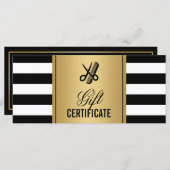 Logo cadeaubon voor kapperszaak Goud Z&W strepen (Voorkant / Achterkant)