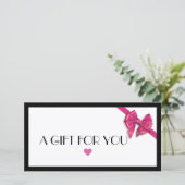 Logo cadeaubon voor zwart en warm roze hart (Staand voorkant)