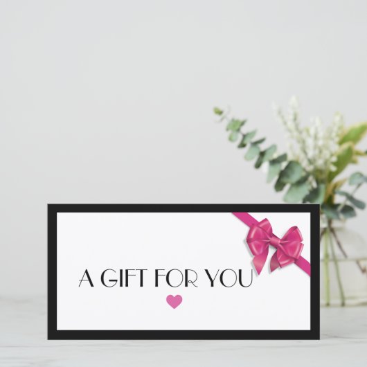 Logo cadeaubon voor zwart en warm roze hart (Staand voorkant)